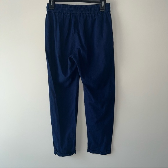 J. Crew Navy Blue Linen Blend Pull On Tapered Pants - Picture 8 of 8